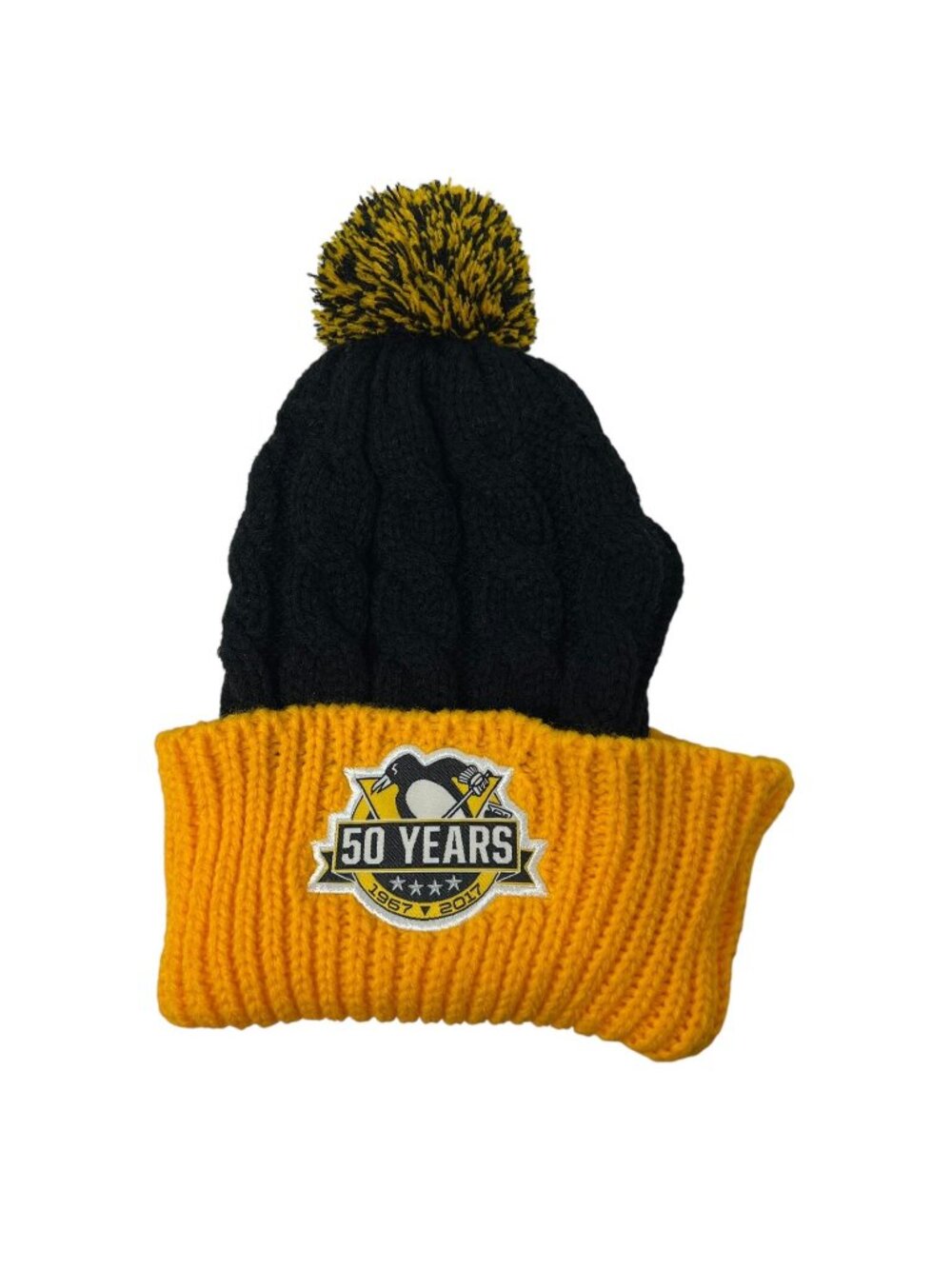 Pittsburgh Penguins 50 Years Anniversary Knit Beanie Ski Hat Cap SGA 2017 Hockey